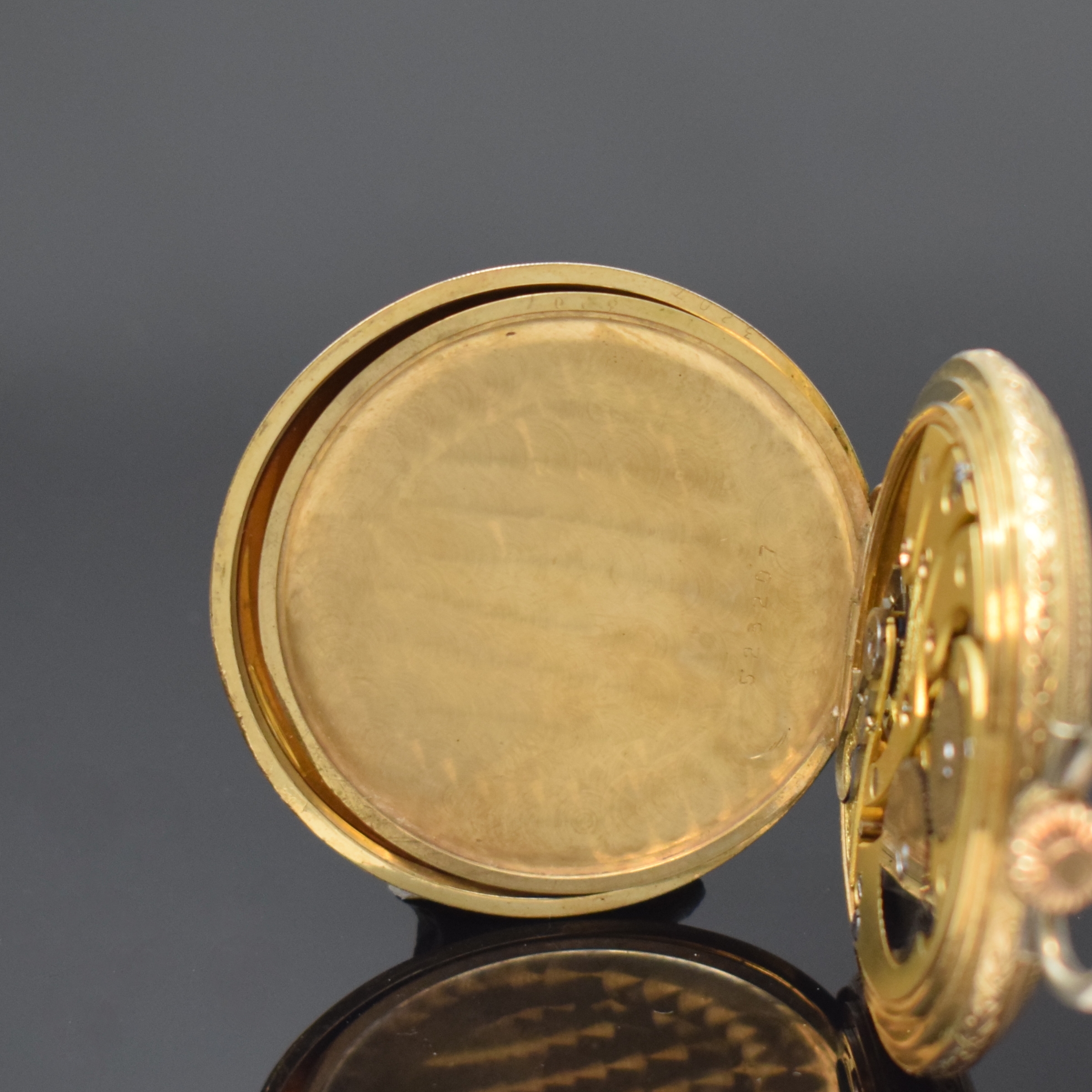 Detail f: TUTIMA Glashütte vergoldete Herrensavonette, Deutschland um 1930, Geh. m. Büffel-Marke v. Gustav Rau, matt-gold. Zifferbl., gold. Breguetzahlen, ...