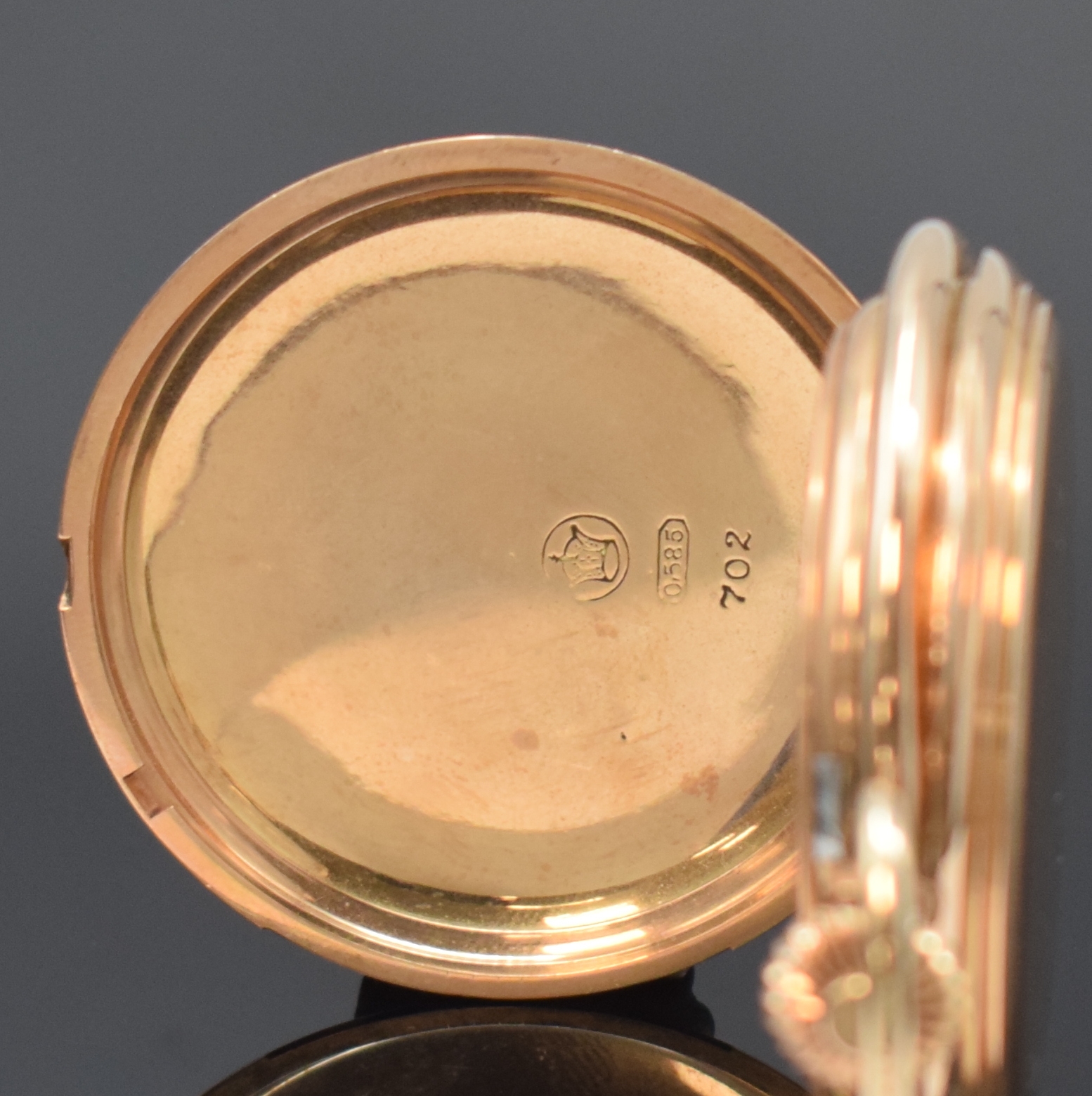 Detail a: UHRENFABRIK UNION Glashütte große Louis XV Herrensavonette in RG 585/000, Deutschland um 1915, schweres 3-Deckel Goldgeh. m. Außenscharnier, ...