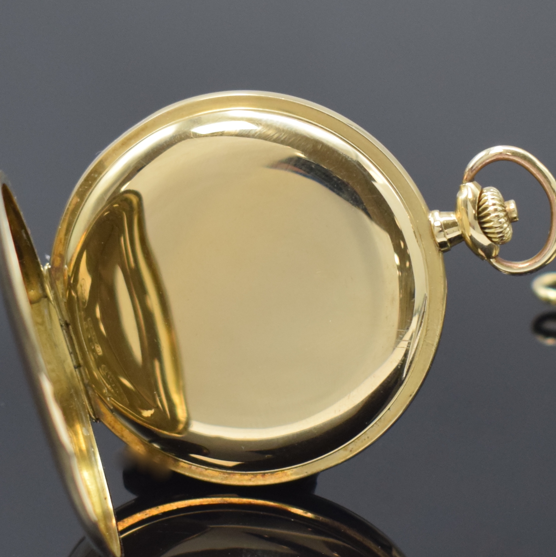 Detail d: A. LANGE & SÖHNE -OLIW- Herrensavonette in GG 585/000 an GG 585/000 Chatelaine, Deutschland um 1935, glattes 3-Deckel Goldgeh., gold. ...