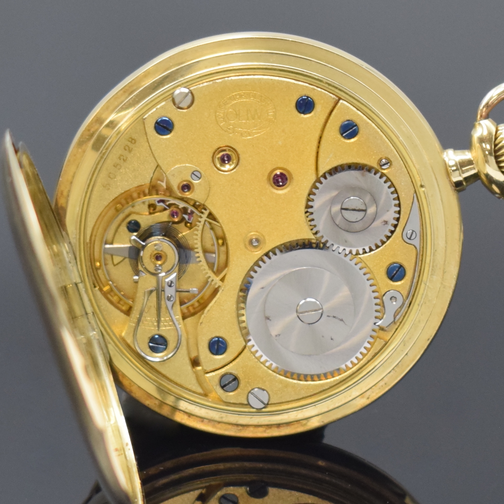 Detail f: A. LANGE & SÖHNE -OLIW- Herrensavonette in GG 585/000 an GG 585/000 Chatelaine, Deutschland um 1935, glattes 3-Deckel Goldgeh., gold. ...