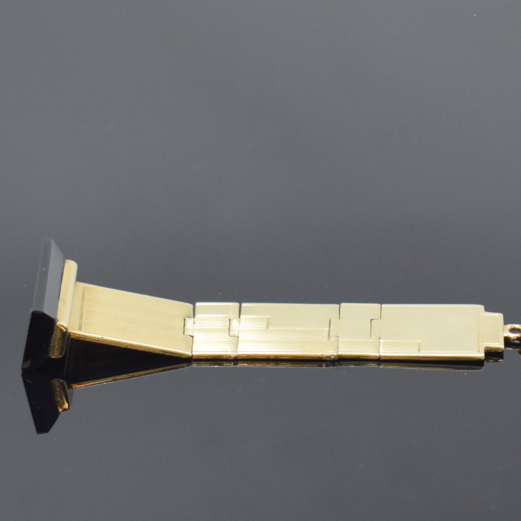 Detail g: A. LANGE & SÖHNE -OLIW- Herrensavonette in GG 585/000 an GG 585/000 Chatelaine, Deutschland um 1935, glattes 3-Deckel Goldgeh., gold. ...