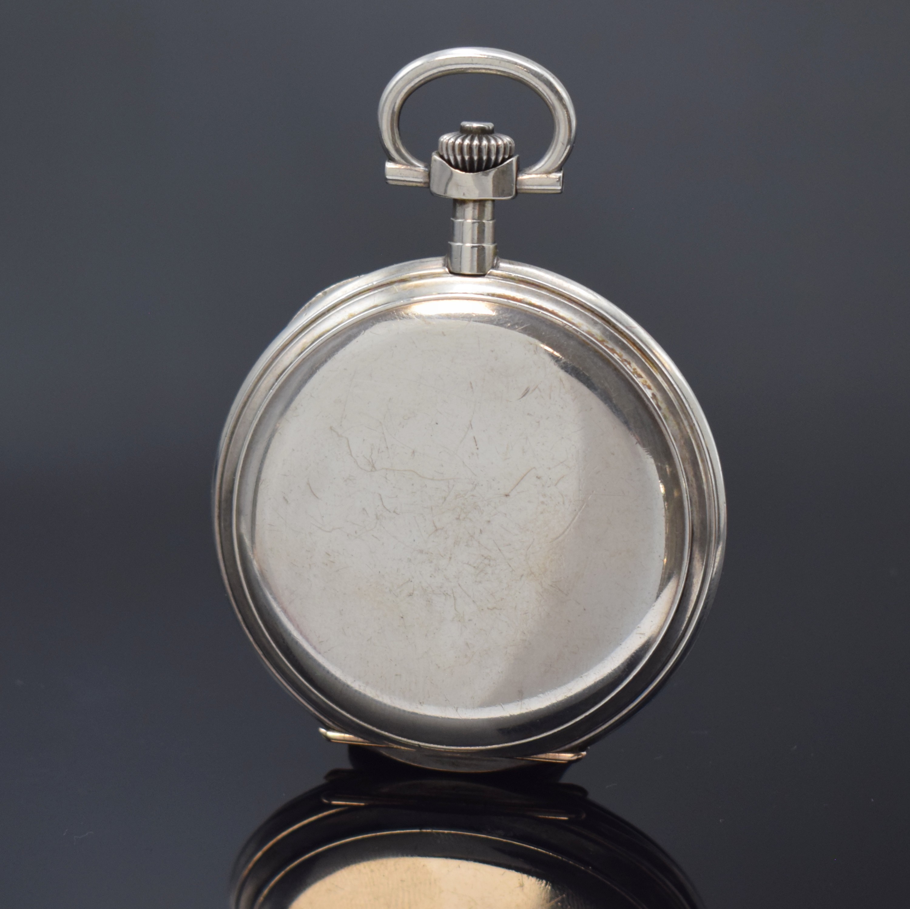 Detail b: DEUTSCHE PRÄZISIONSUHR Original Glashütte große Louis-XVI Savonette in Silber, Deutschland um 1920, glattes Geh. dell., Goldscharniere, ...