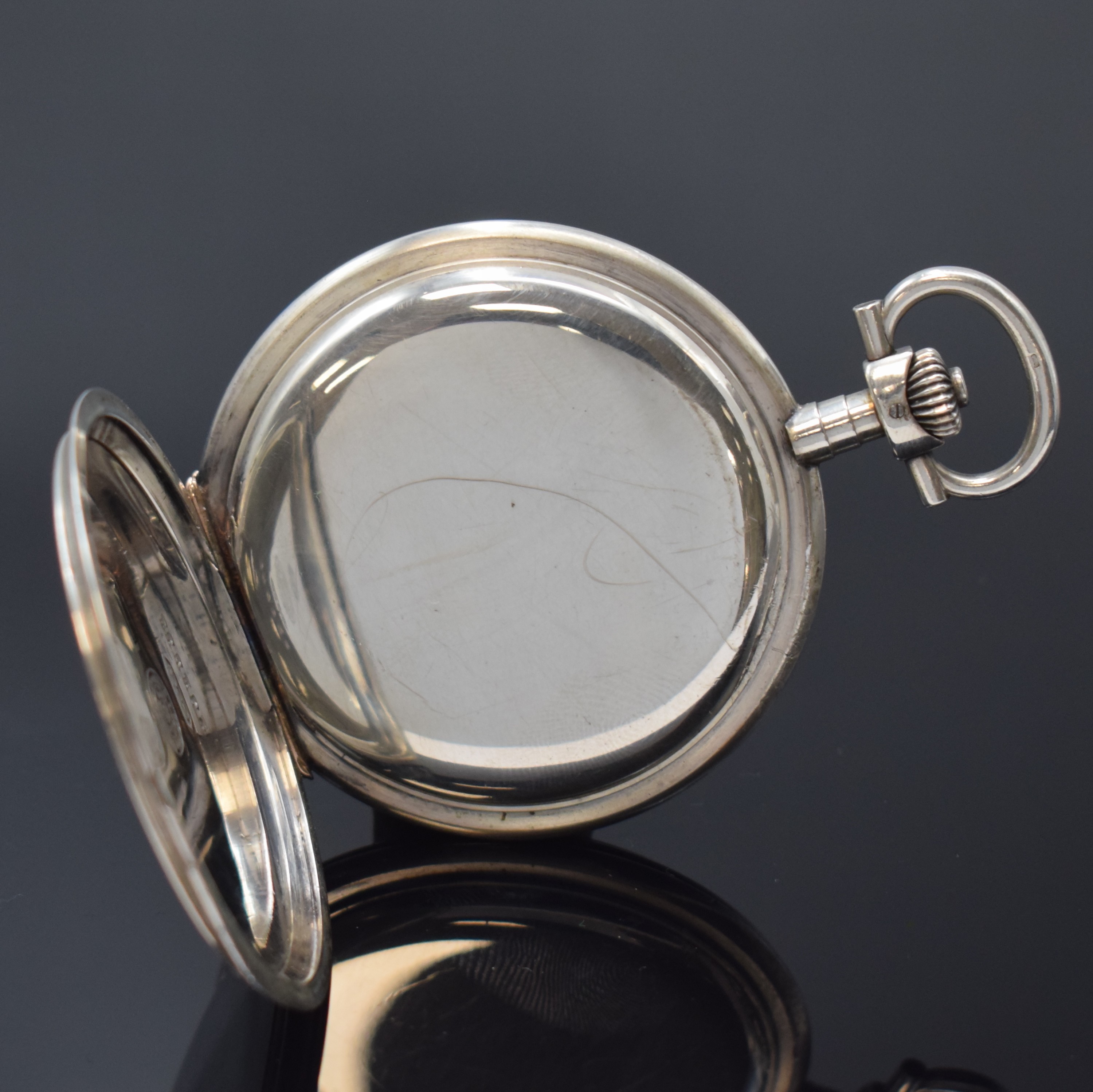 Detail d: DEUTSCHE PRÄZISIONSUHR Original Glashütte große Louis-XVI Savonette in Silber, Deutschland um 1920, glattes Geh. dell., Goldscharniere, ...
