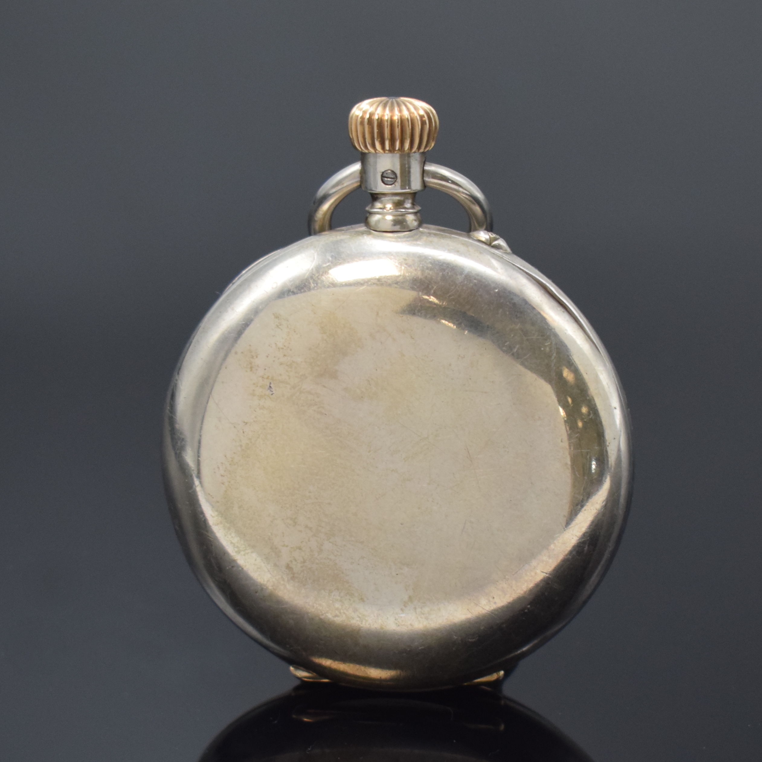 Detail a: A. LANGE & SÖHNE offene Silbertaschenuhr, Deutschland um 1890, glattes Jürgens-Geh. dell., Goldscharniere, 2-tlg. Emailzifferbl., gebl. ...