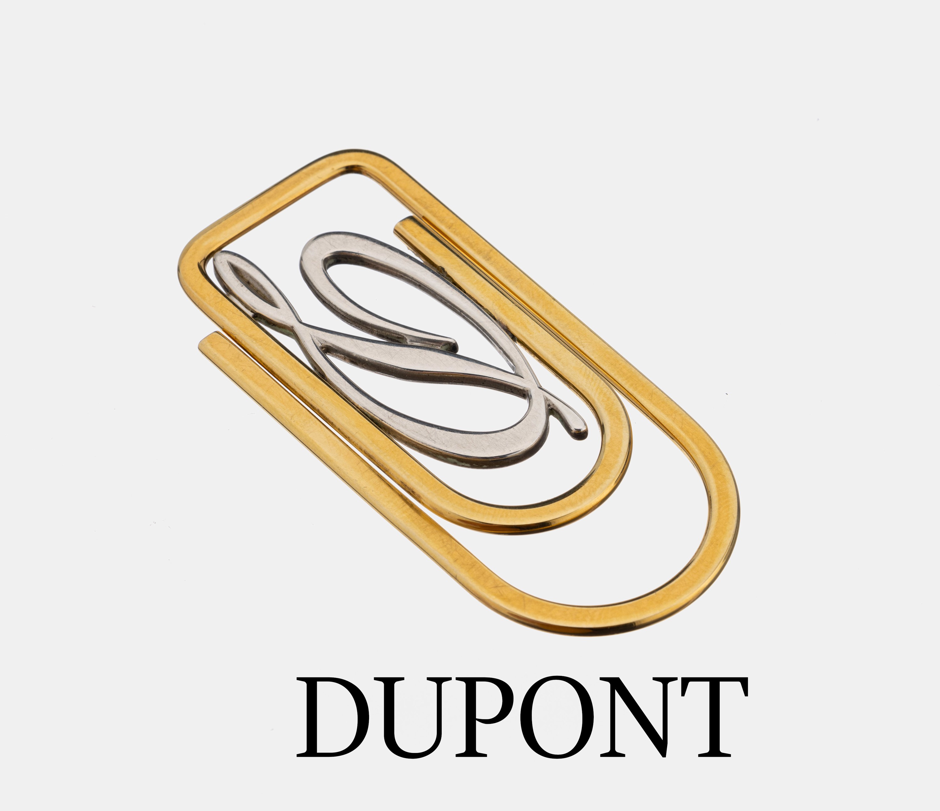 DUPONT Geldscheinklammer, Metall teilverg.,innen D, rs. sign., orig. Etui mit Umkarton