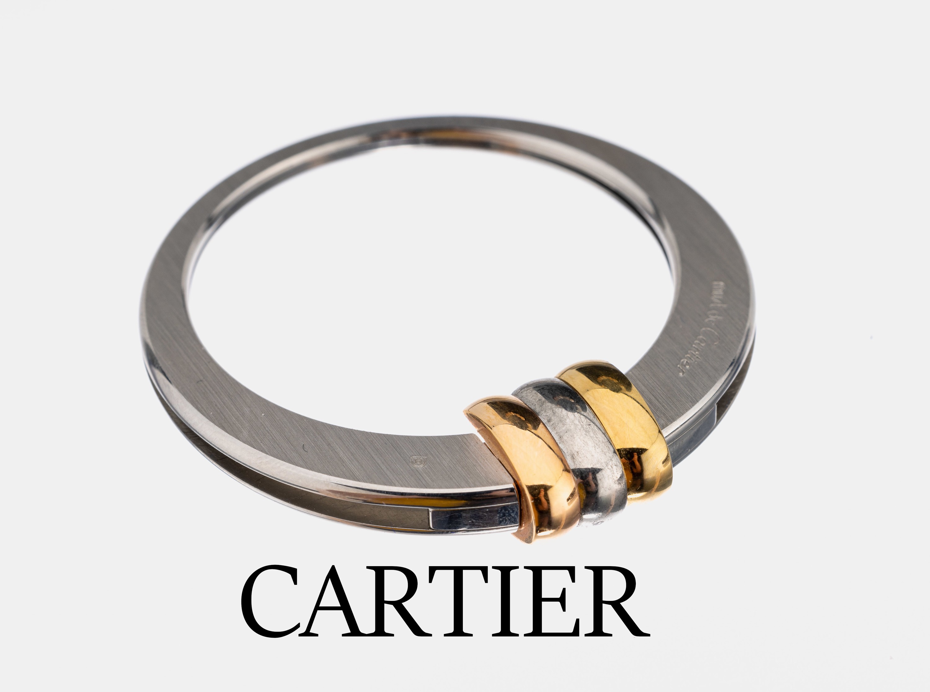 Must de CARTIER Geldklammer, aus der Trinity Serie, Metall teilverg., sign., orig. Etui und Umkarton
