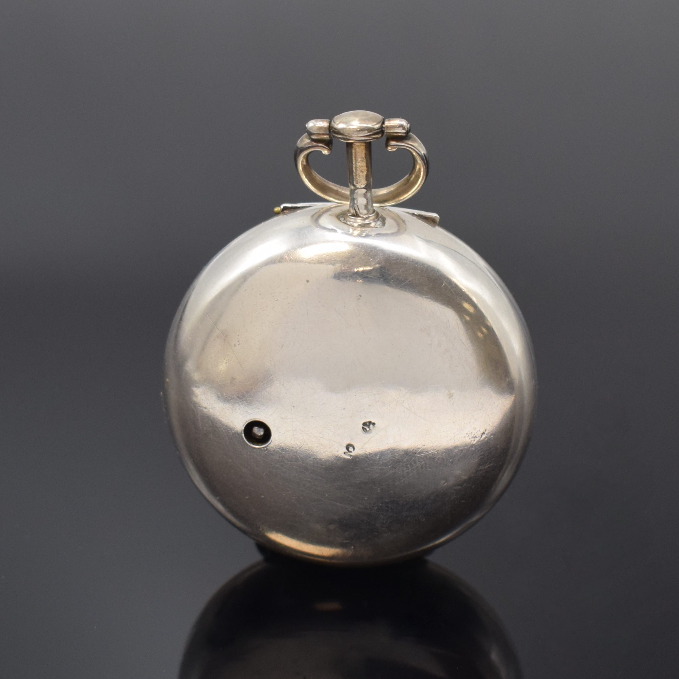Detail b: Rose & Son London große frühe Zylinder- Taschenuhr mit Datum im Silber Doppelgehäuse, London Hallmark 1773, glattes Geh. u. Übergeh. l. dell., ...