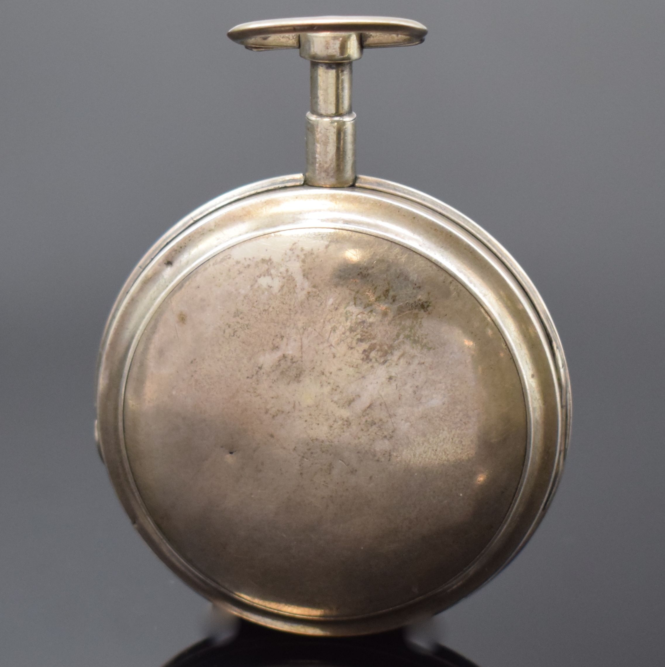 Detail a: OUDIN PARIS Spindeltaschenuhr mit Wecker in Silber, um 1800, Schlüsselaufzug, Geh. dell., Emailzifferblatt rest., Zeiger teils später, verg. Werk ...