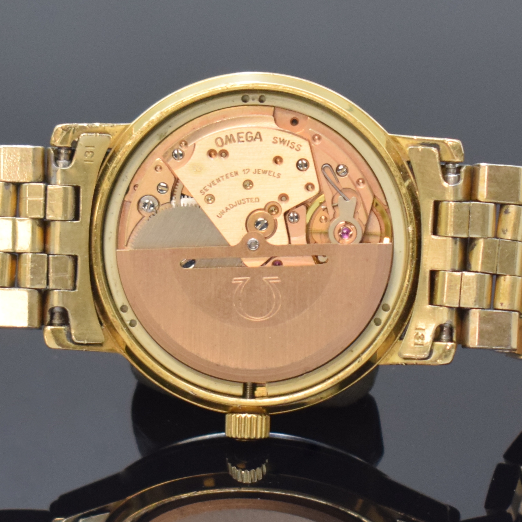 Detail f: OMEGA Seamaster vergoldete Armbanduhr Referenz 166.0209, Schweiz um 1979, Automatik, orig. verg. Gliederband m. Faltschl., Boden aufgedr., ...
