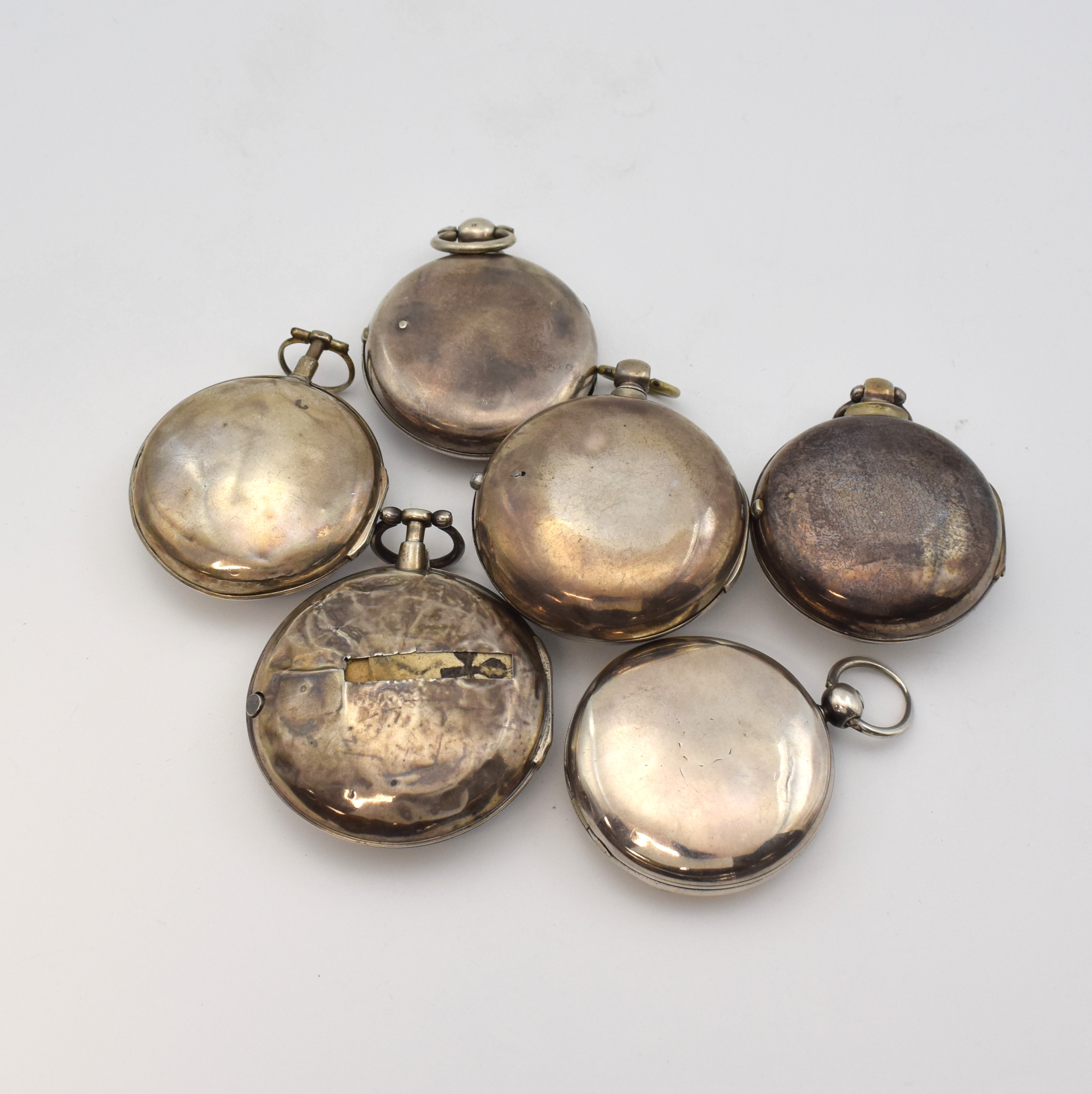 Detail a: EARDLY NORTON London sowie 4 weitere Spindeltaschenuhren und 1 Gehäuse, 1x Frankreich u. 4x England um 1780-1840, alle Silber, Gehäuse ...