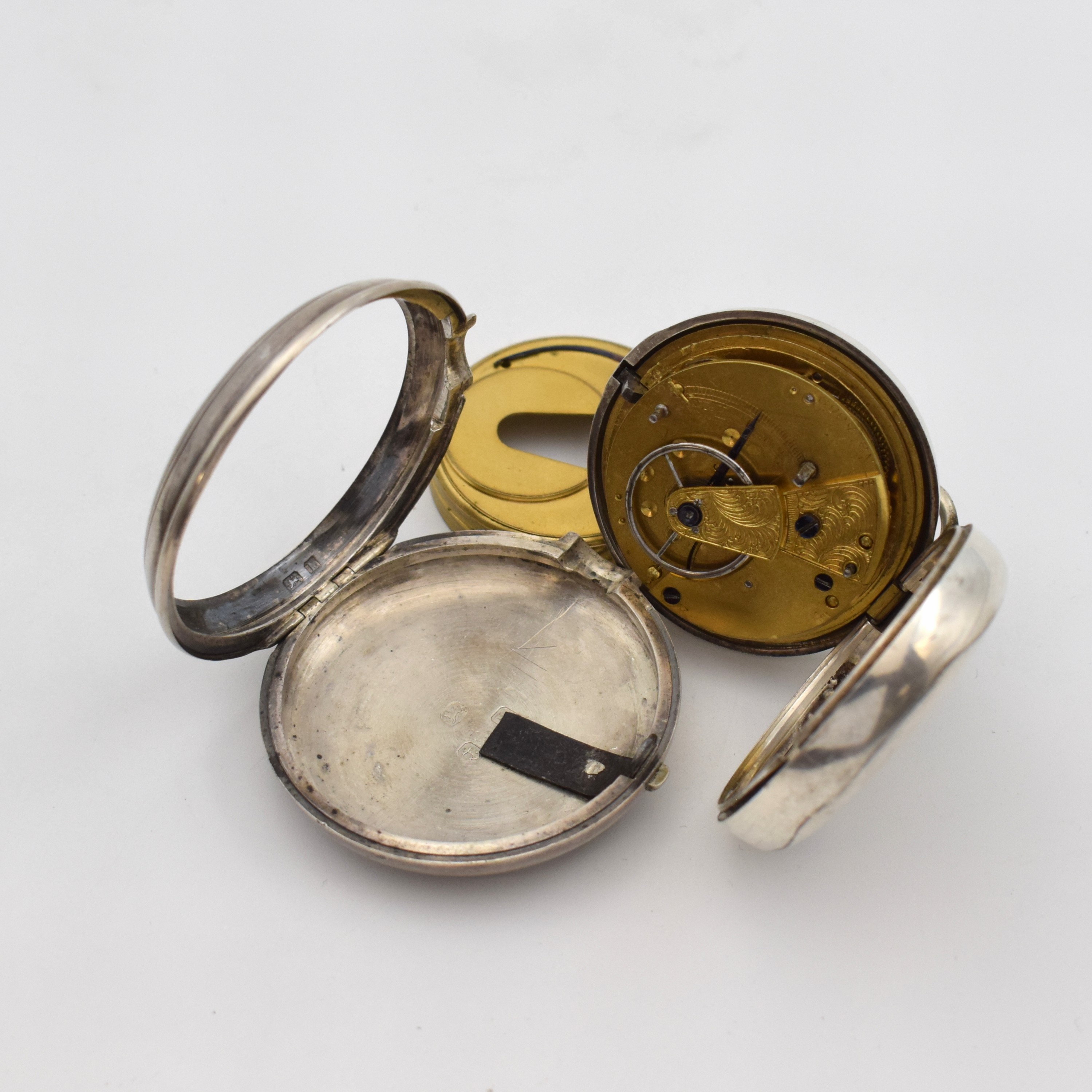 Detail c: EARDLY NORTON London sowie 4 weitere Spindeltaschenuhren und 1 Gehäuse, 1x Frankreich u. 4x England um 1780-1840, alle Silber, Gehäuse ...