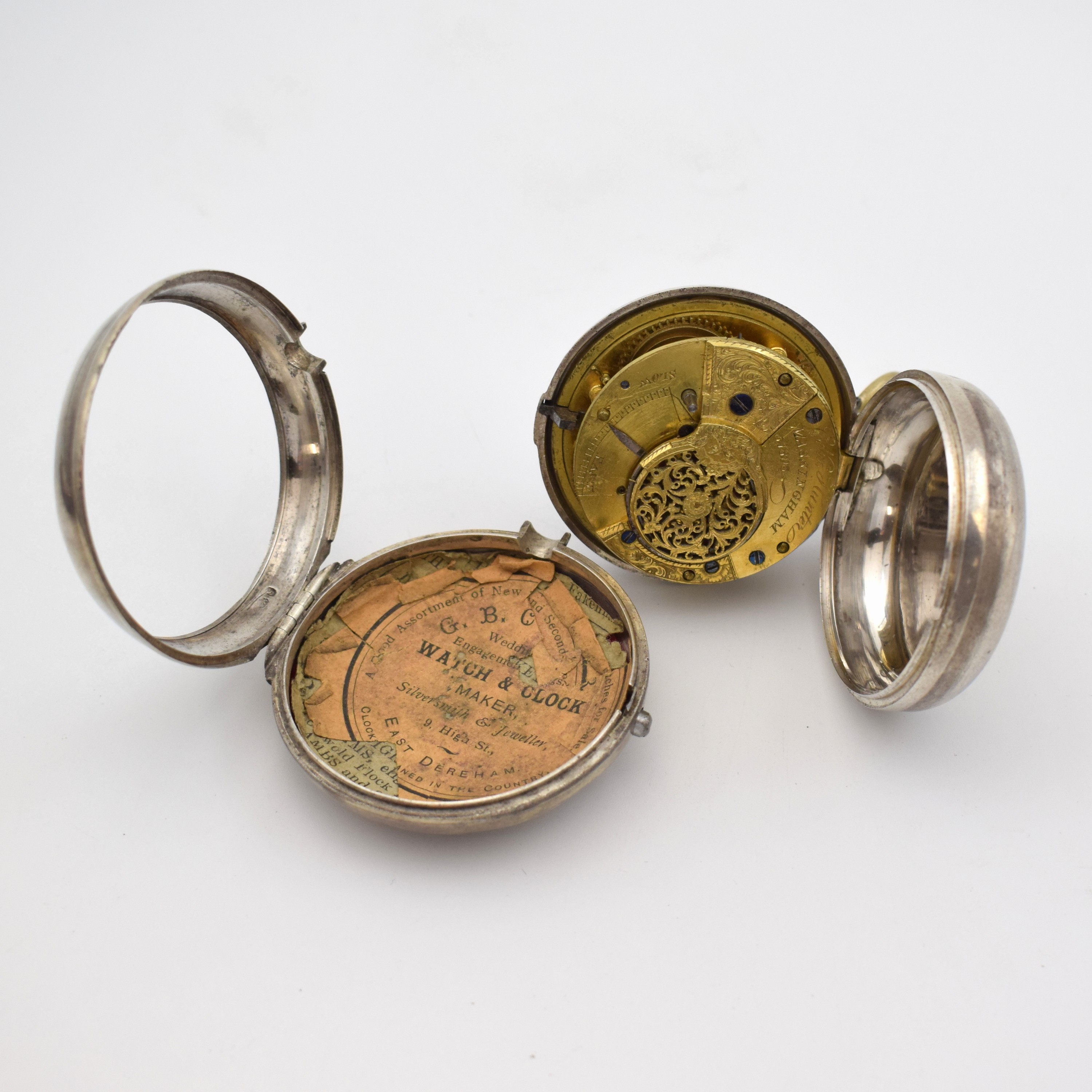 Detail d: EARDLY NORTON London sowie 4 weitere Spindeltaschenuhren und 1 Gehäuse, 1x Frankreich u. 4x England um 1780-1840, alle Silber, Gehäuse ...