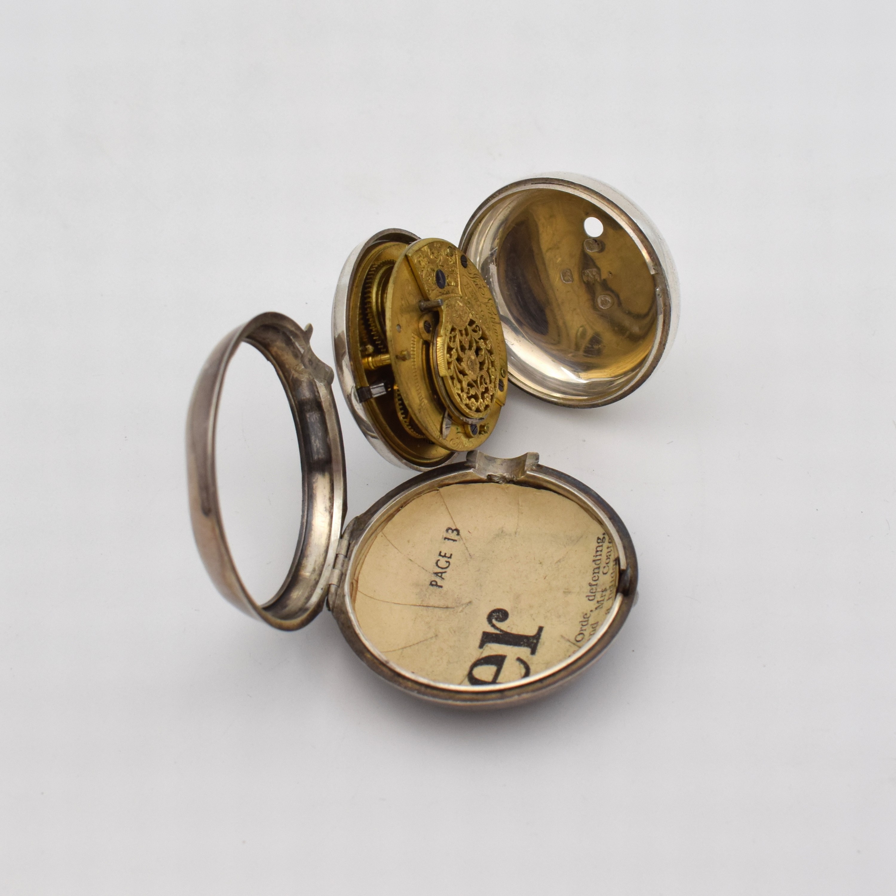 Detail h: EARDLY NORTON London sowie 4 weitere Spindeltaschenuhren und 1 Gehäuse, 1x Frankreich u. 4x England um 1780-1840, alle Silber, Gehäuse ...