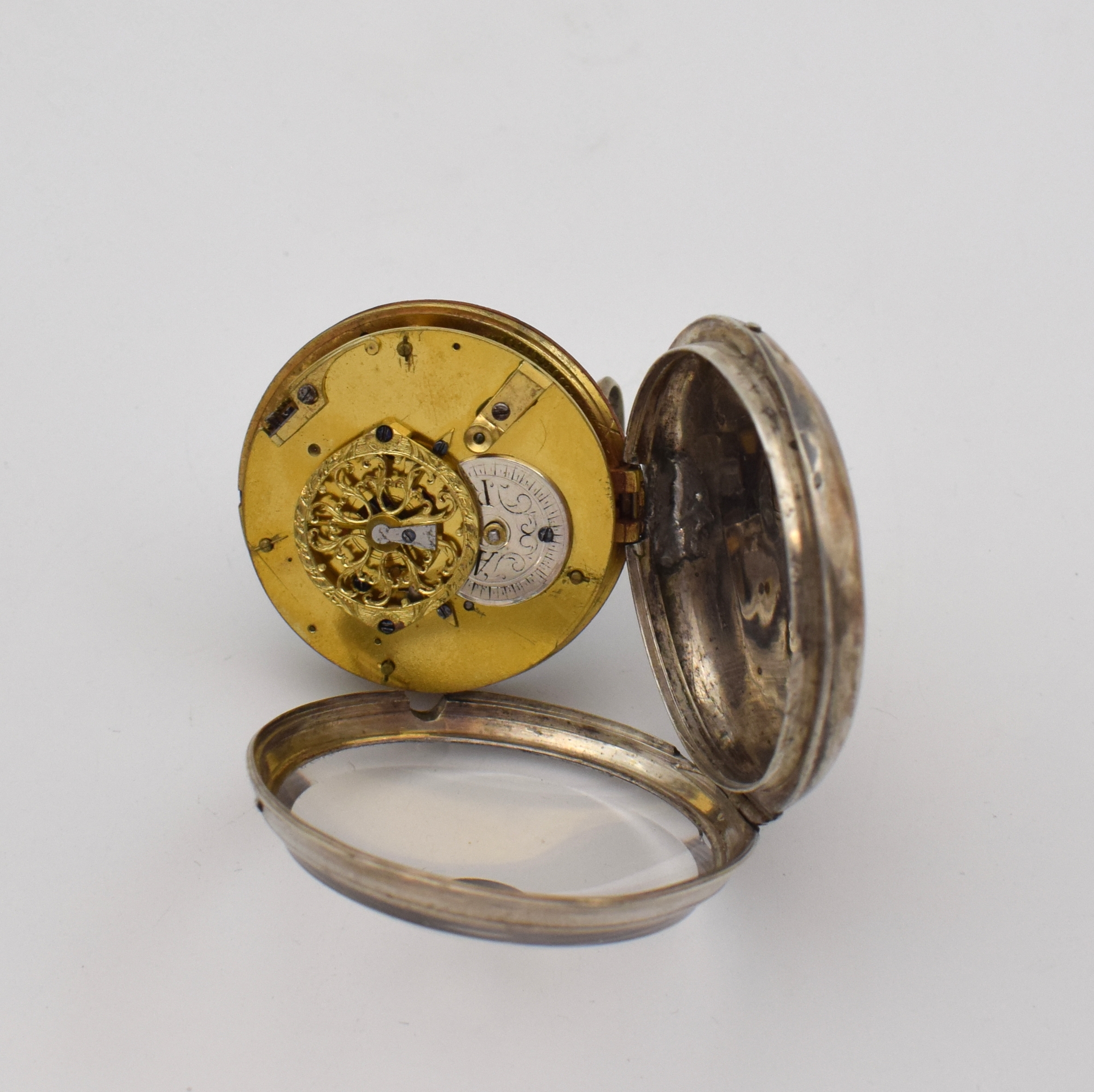 Detail i: EARDLY NORTON London sowie 4 weitere Spindeltaschenuhren und 1 Gehäuse, 1x Frankreich u. 4x England um 1780-1840, alle Silber, Gehäuse ...