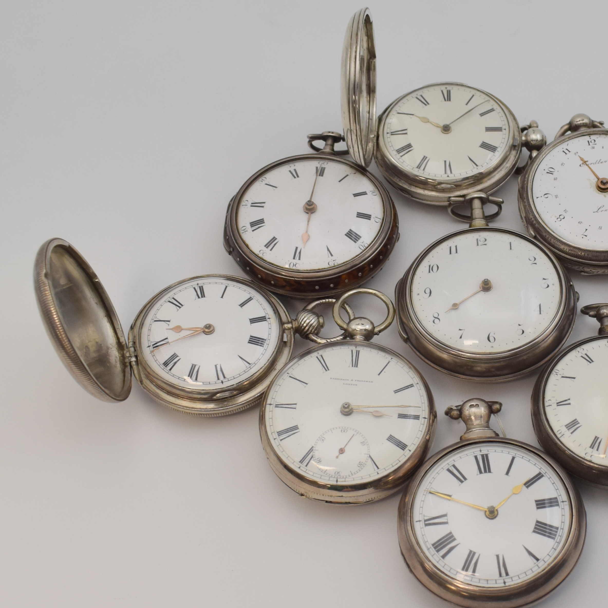 Detail a: WHITEHURST & SON seltene Taschenuhr mit Rechenankerhemmung sowie 9 weitere englische Taschenuhren, um 1800-1840, 1x Thomas Fleet Taschenuhr m. ...