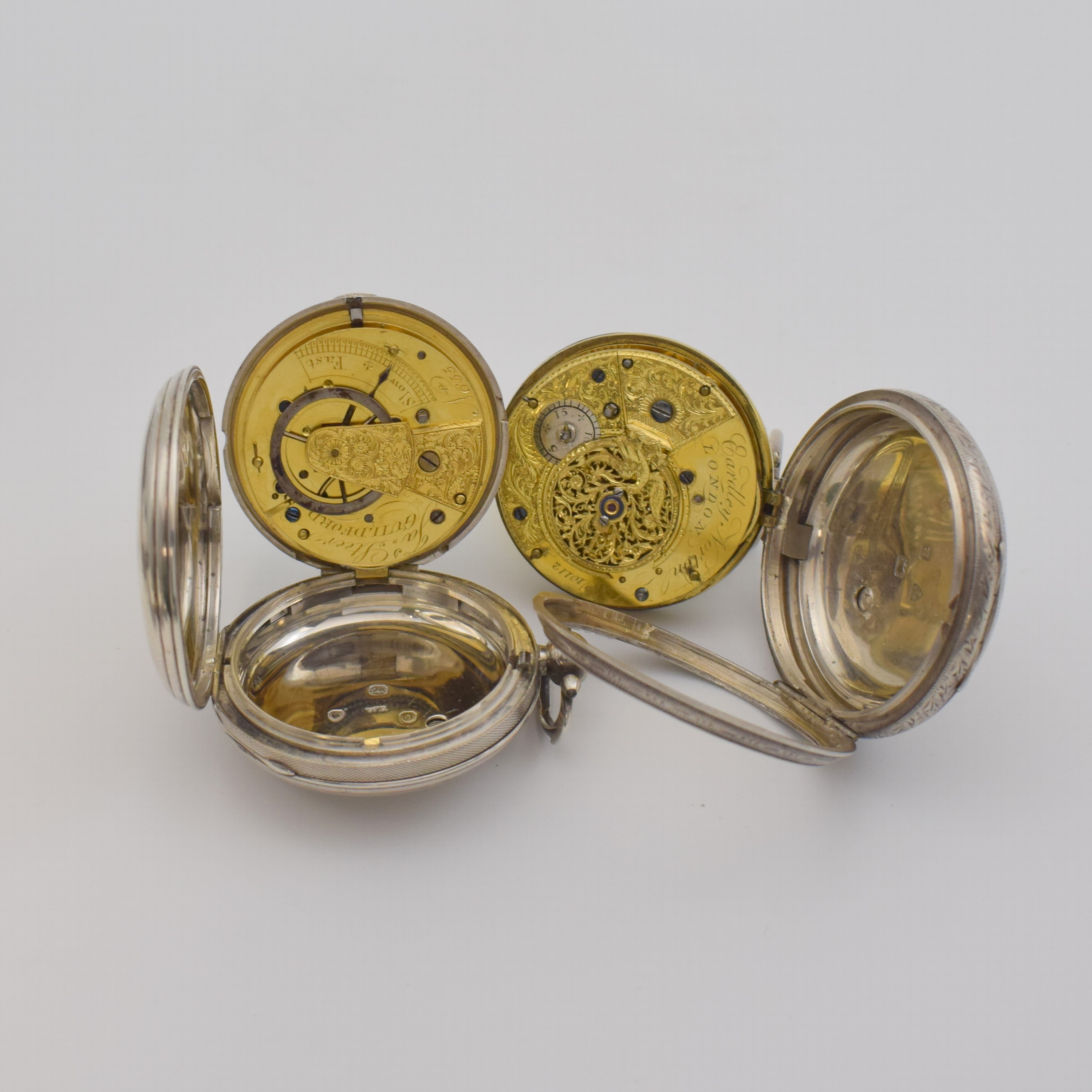 Detail d: WHITEHURST & SON seltene Taschenuhr mit Rechenankerhemmung sowie 9 weitere englische Taschenuhren, um 1800-1840, 1x Thomas Fleet Taschenuhr m. ...