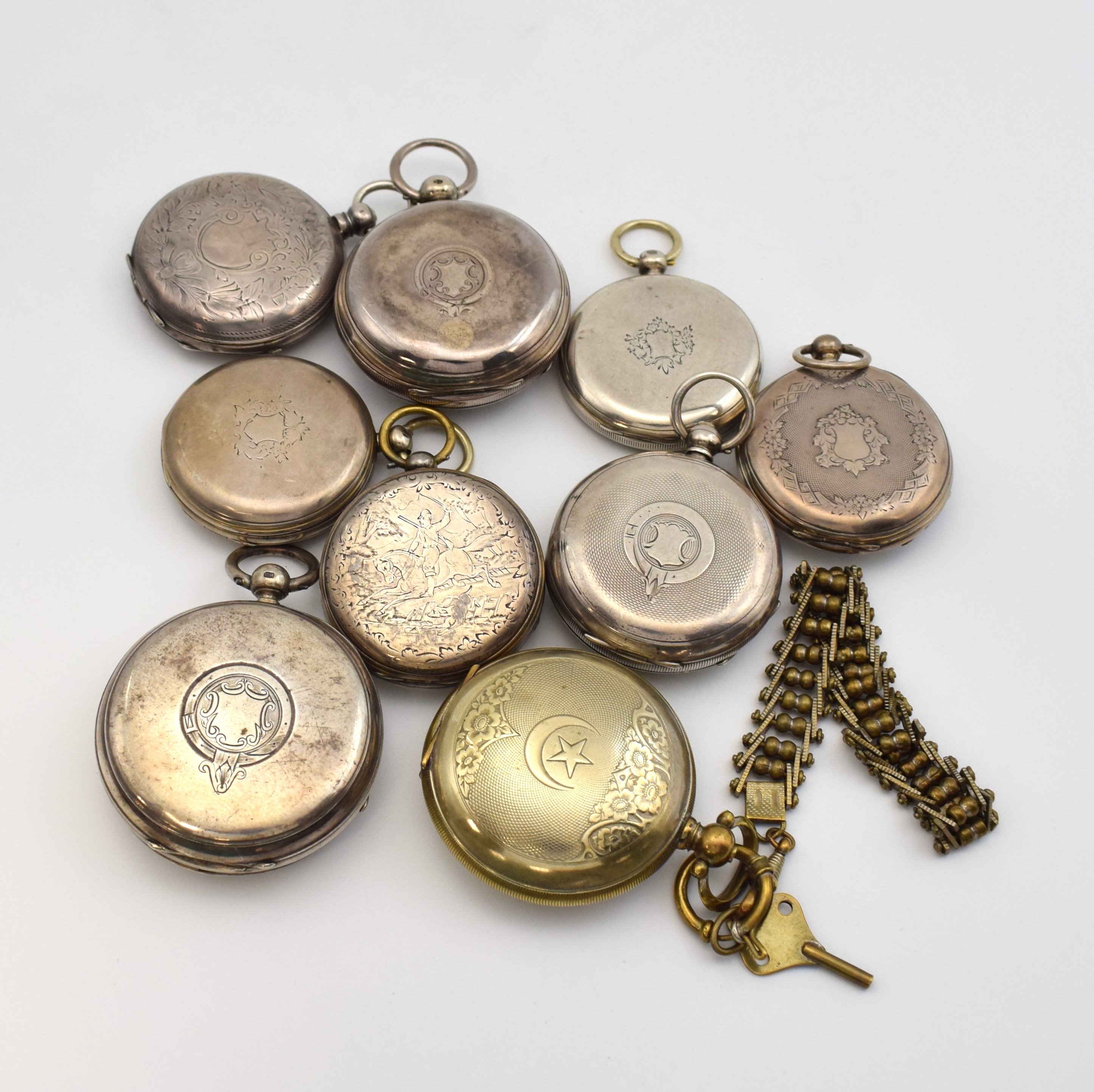 Detail c: REELEY & SONS London/Liverpool sowie 8 weitere Taschenuhren mit Anker- und Zylinderwerken, England/Schweiz um 1860- 1900, 3x Zylinderhemmung, 5x ...