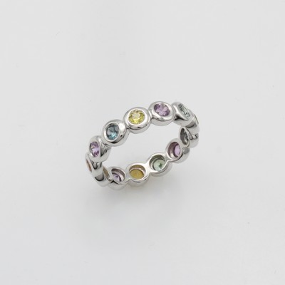 Image Ring mit Saphiren, WG 750/000, 13 bunte Saphire zus. ca. 1.83 ct, RW ca. 55 ...