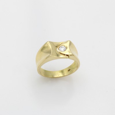 Image Ring mit Brillant, GG 750/000, Brill. ca. 0.15 ct feines Weiß/vs, RW ca. 61 ...