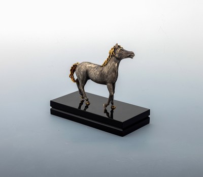 Image 26901864 - Skulptur "Pferd", Silber gepr., plastische Darstellung eines Pferdes, Fell ...