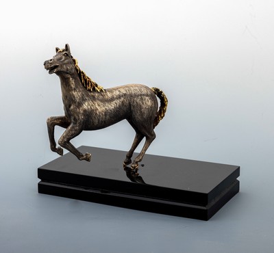 Image 26901865 - Skulptur "Pferd", Silber gepr., plastische Darstellung eines Pferds, Fell ...