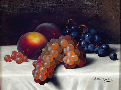 Image Hermann Koch, 1856 Dömitz-1939 München, Stillleben mit Trauben und Pfirsichen, ...