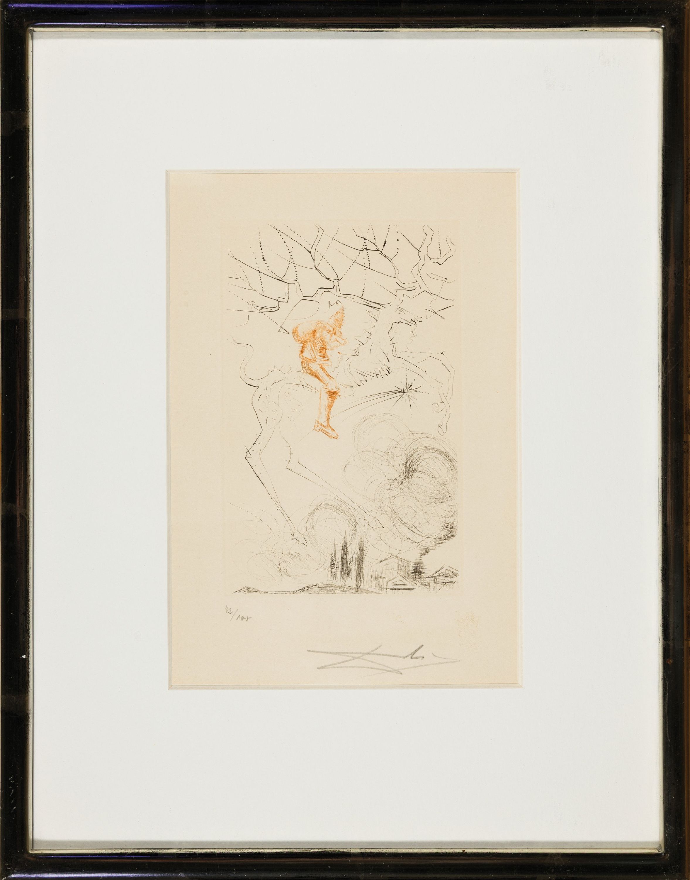Detail k: Salvador Dali, 1904-1989, Père Noel 1968, Farb-Kaltnadelradierung, Glückwunschkarte, sign. und num. 43/100, ca. 16x10cm, PP, u.GL., R. ca. 38x30cm, ...