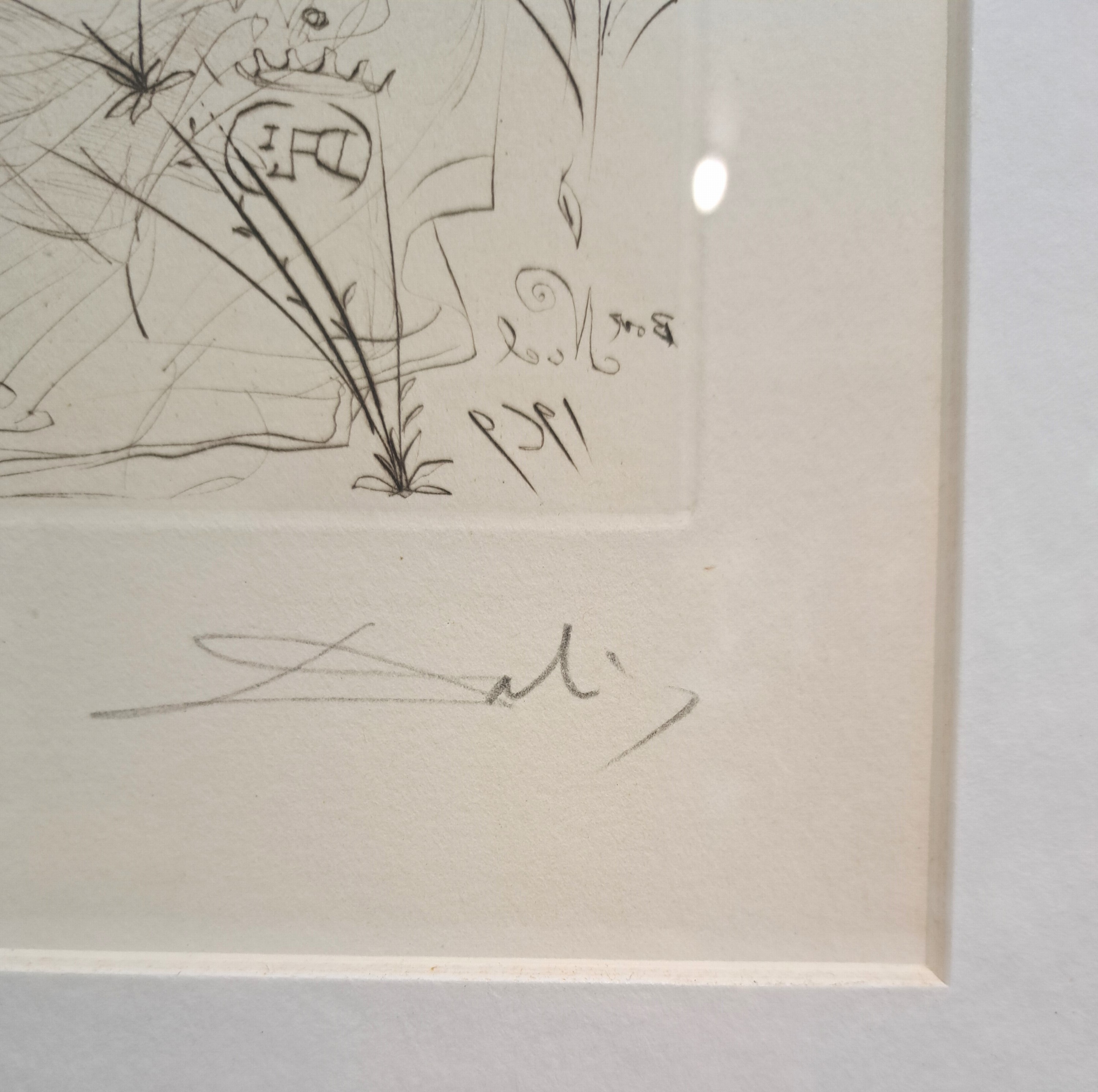 Detail a: Salvador Dali, 1904-1989, L'Ange, 1969, Farb-Kaltnadelradierung, Glückwunschkarte, sign. und num. 185/100, ca. 16x10cm, PP, u.Gl., R. ca. ...