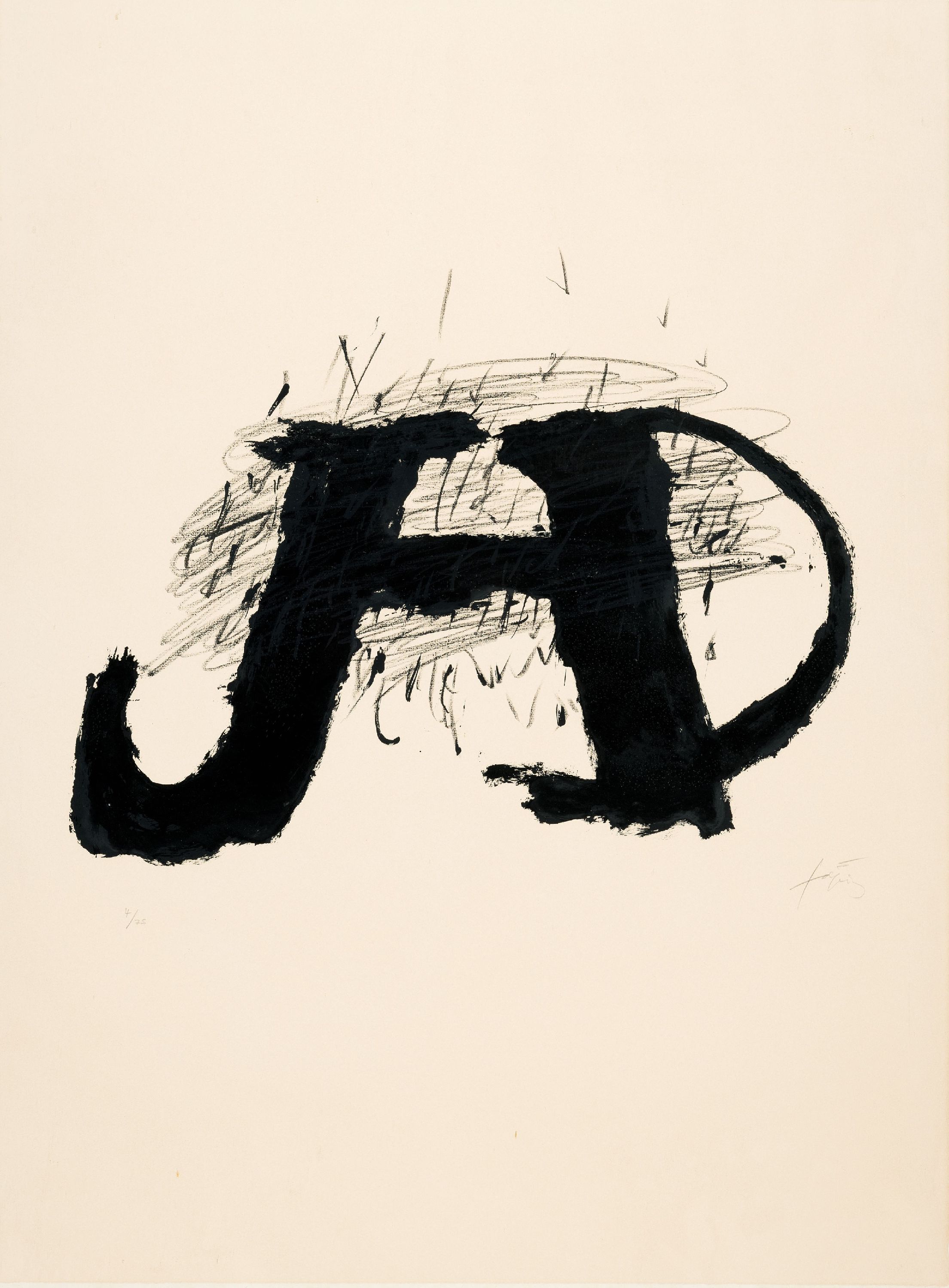 Antoni Tapies, 1923-2012 Barcelona, Lithograpphie, sign. und num. 4/75, Blattgr. ca. 76x57cm, u.Gl., R. ca. 81x61cm