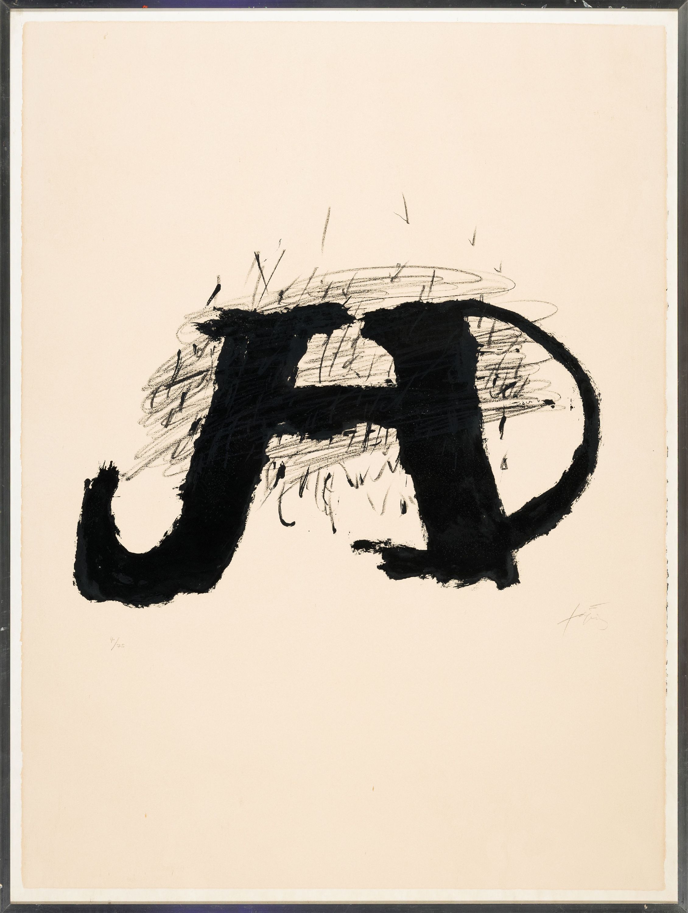 Detail k: Antoni Tapies, 1923-2012 Barcelona, Lithograpphie, sign. und num. 4/75, Blattgr. ca. 76x57cm, u.Gl., R. ca. 81x61cm