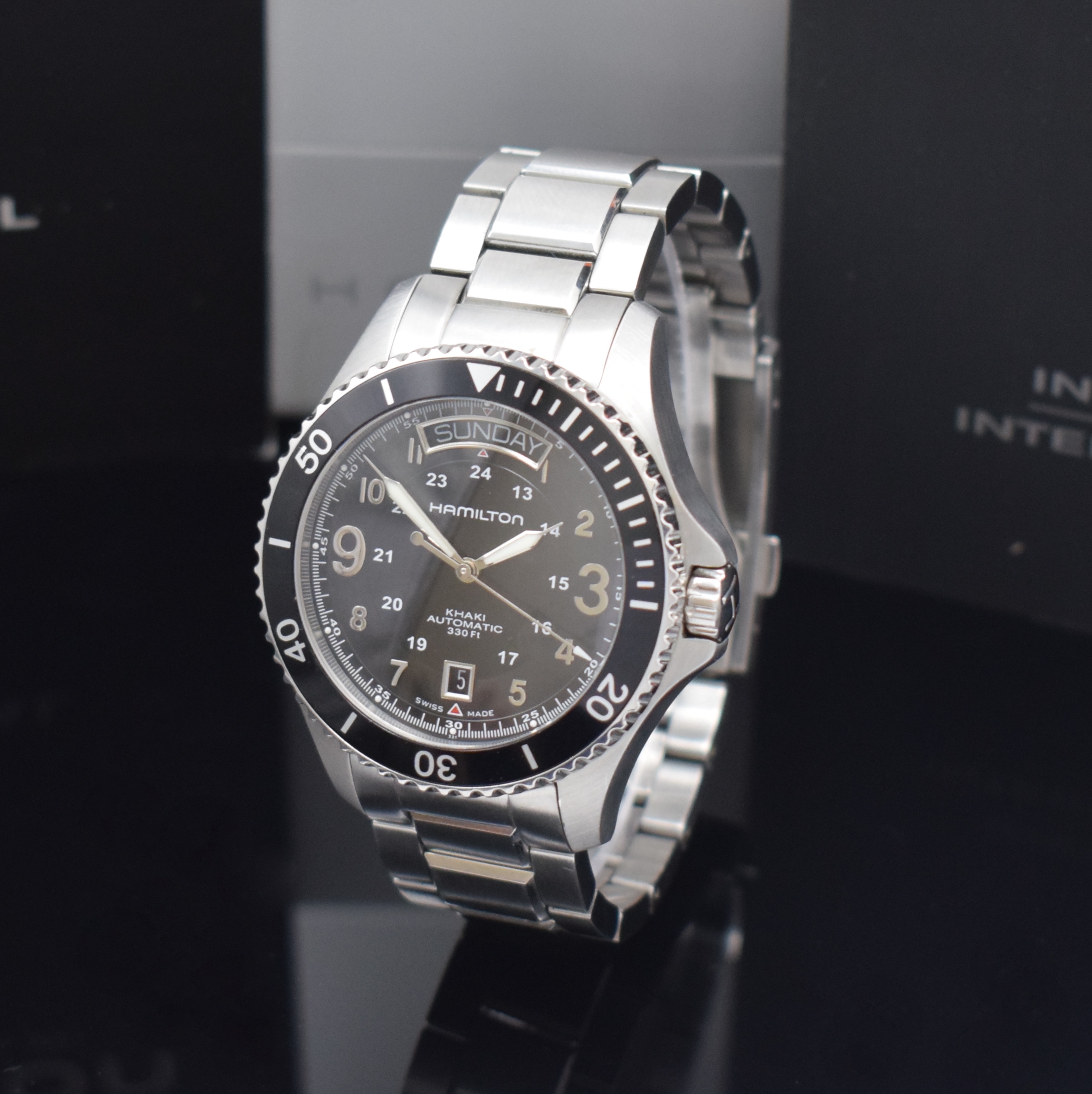 HAMILTON Khaki Herrenarmbanduhr Referenz H64515133, Schweiz verk. lt. Pap. 10/2011, Automatik, beids. vergl. Edelstahlgeh., Boden u. Krone verschr., ...