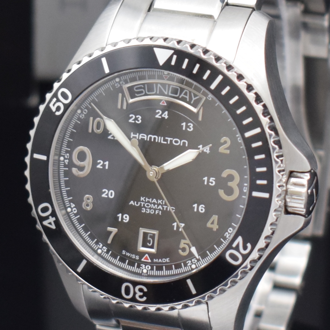 Detail a: HAMILTON Khaki Herrenarmbanduhr Referenz H64515133, Schweiz verk. lt. Pap. 10/2011, Automatik, beids. vergl. Edelstahlgeh., Boden u. Krone verschr., ...