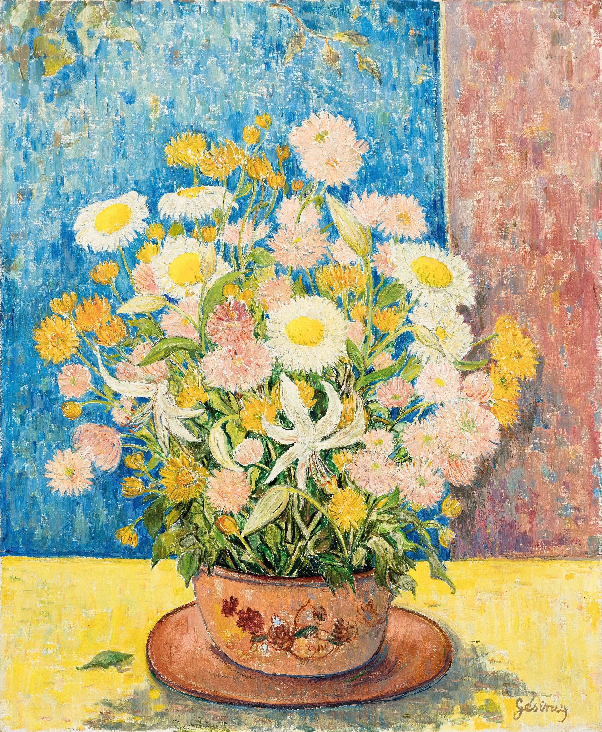 Detail k: Bob Gesinus-Visser, 1898-1978, Blumenstillleben, Öl/Lwd, rechts unten sign., ca. 73x60cm