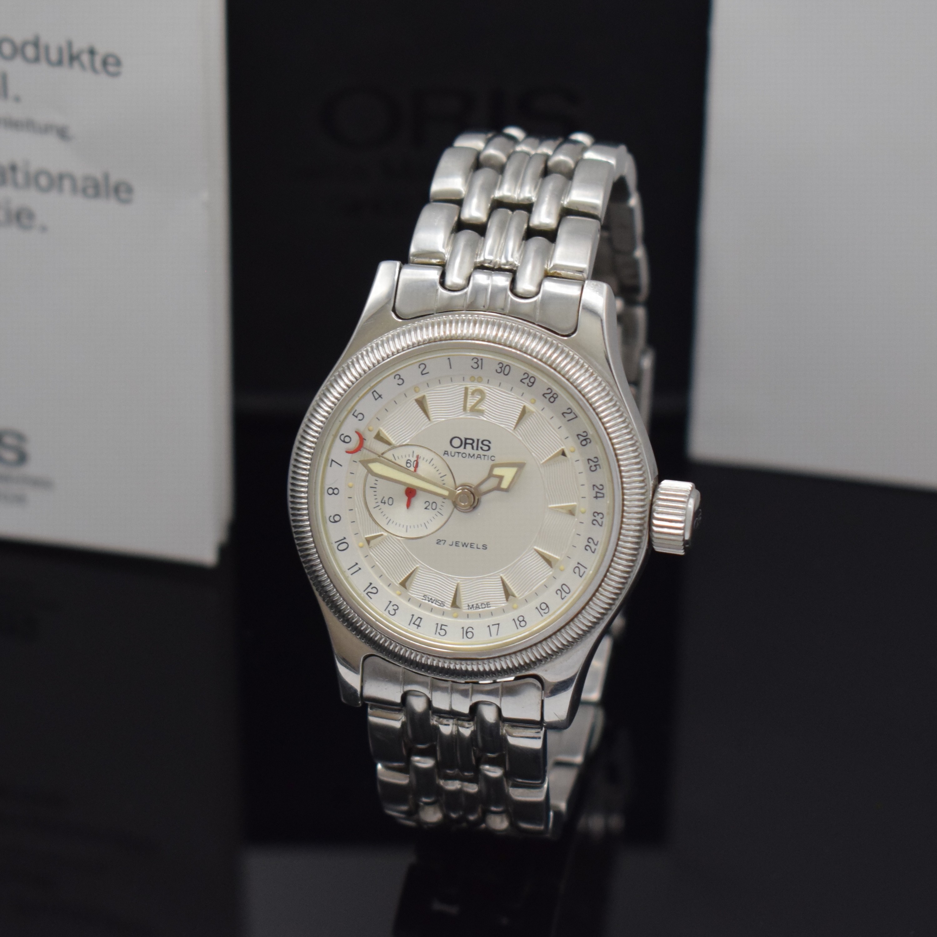 ORIS Big Crown Herrenarmbanduhr Referenz 7482, Schweiz verk. lt. Pap. 02/2003, Automatik, Stahl Geh., orig. Stahlband m. Faltschl., beids. vergl., ...