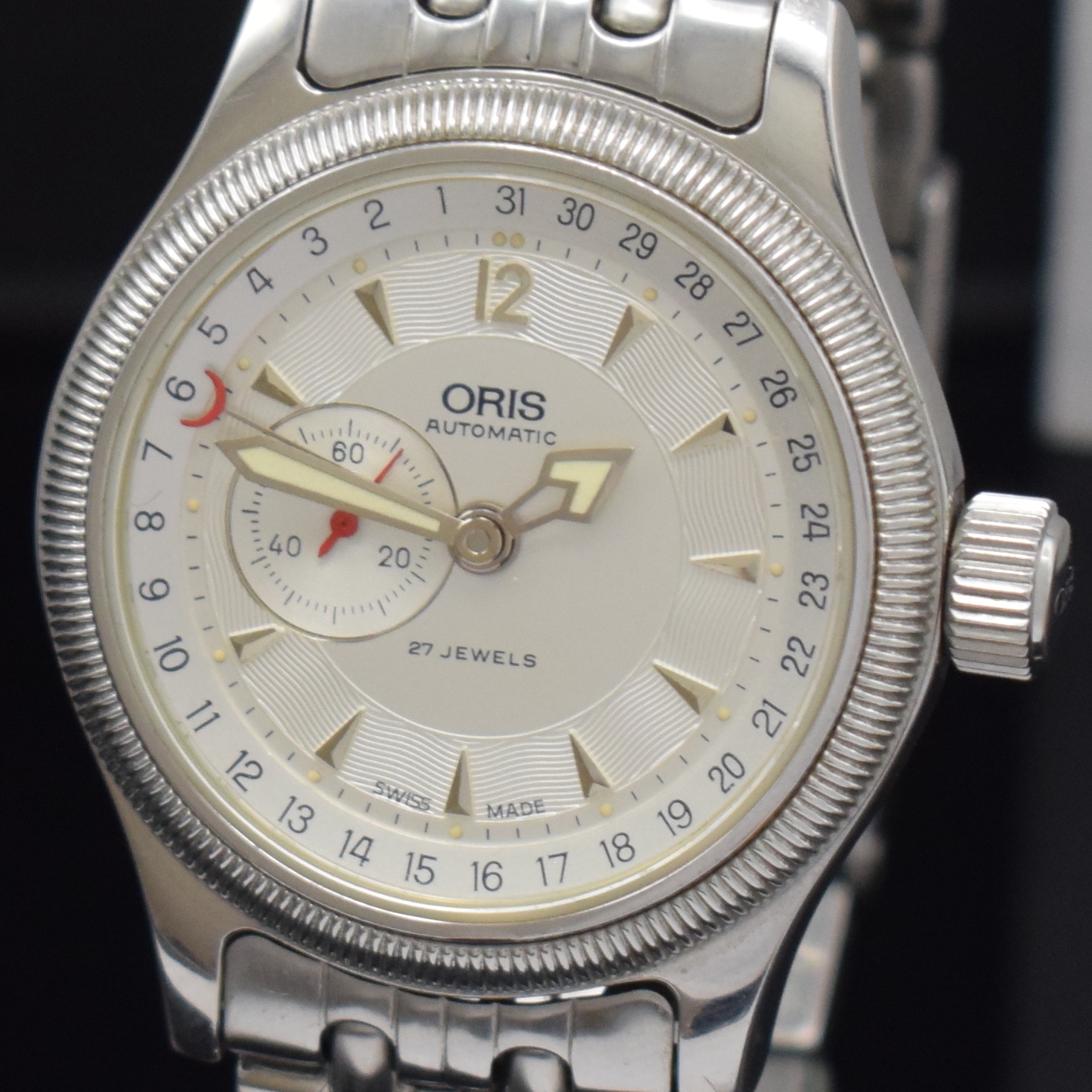 Detail a: ORIS Big Crown Herrenarmbanduhr Referenz 7482, Schweiz verk. lt. Pap. 02/2003, Automatik, Stahl Geh., orig. Stahlband m. Faltschl., beids. vergl., ...