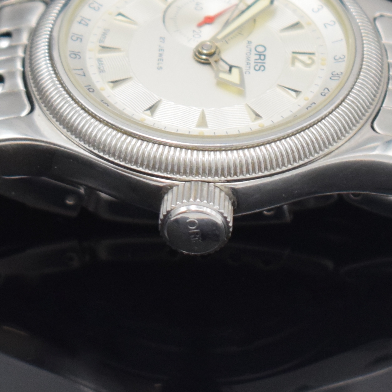 Detail e: ORIS Big Crown Herrenarmbanduhr Referenz 7482, Schweiz verk. lt. Pap. 02/2003, Automatik, Stahl Geh., orig. Stahlband m. Faltschl., beids. vergl., ...
