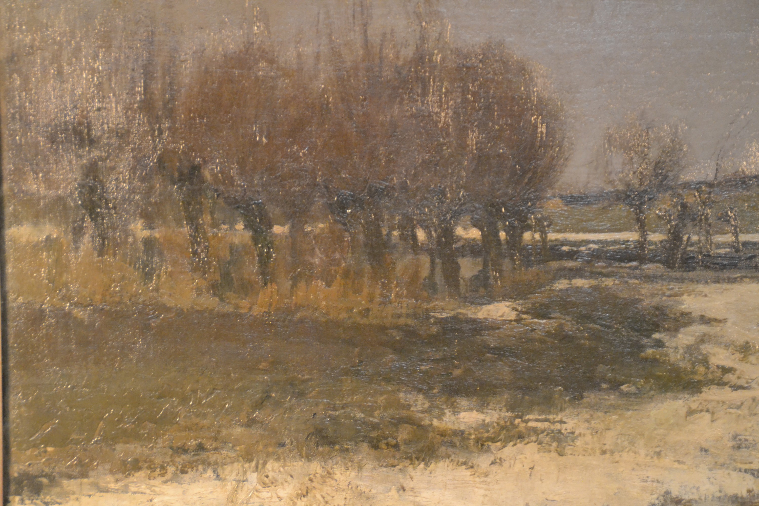 Detail b: Max Clarenbach, 1850 Neuss-1952 Wittlaer, verschneite Winterlandschaft mit Kopfweiden, Öl/Lwd, links unten signiert, ca. 50x60cm, Rahmen mit ...