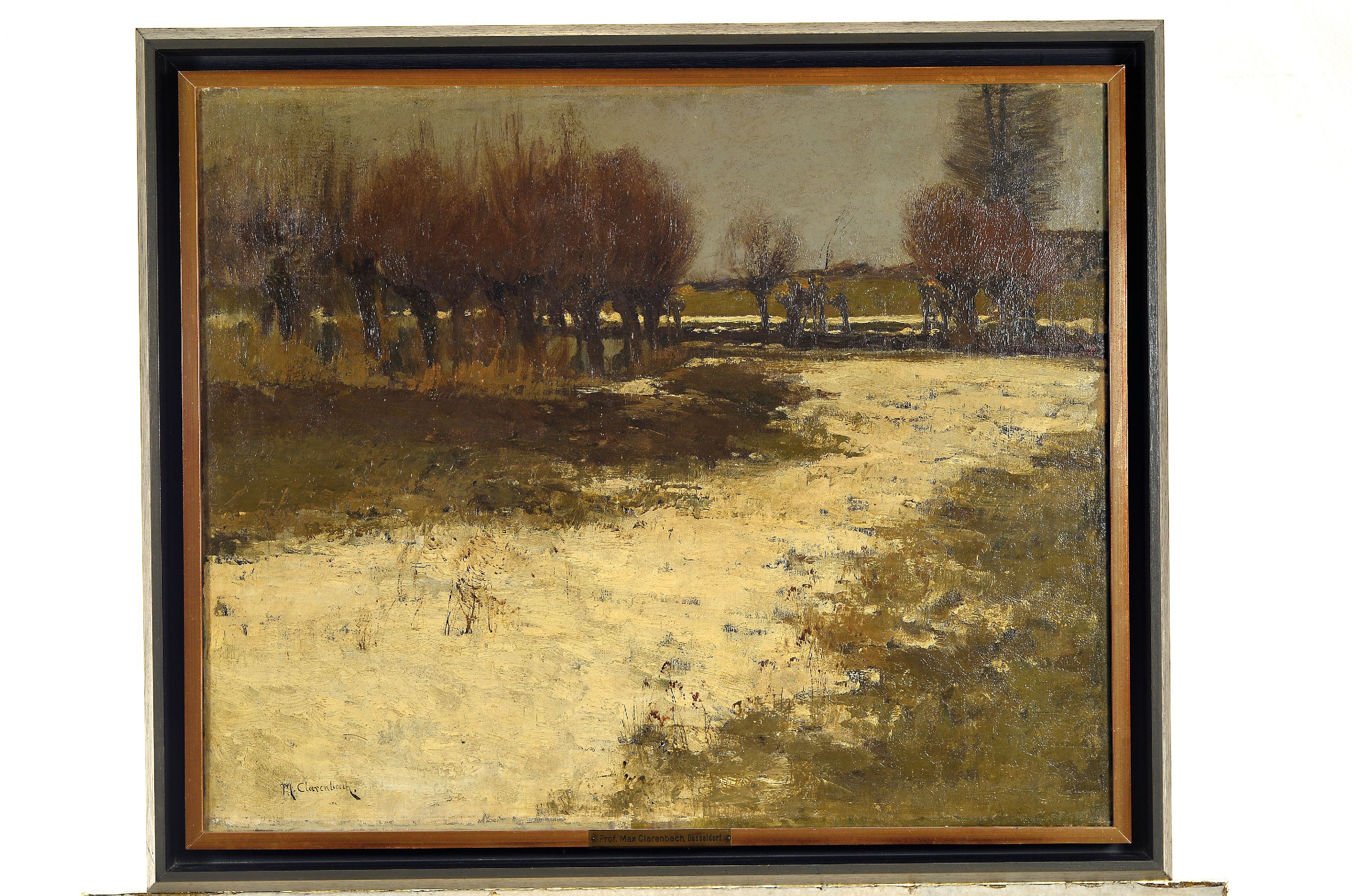 Detail k: Max Clarenbach, 1850 Neuss-1952 Wittlaer, verschneite Winterlandschaft mit Kopfweiden, Öl/Lwd, links unten signiert, ca. 50x60cm, Rahmen mit ...