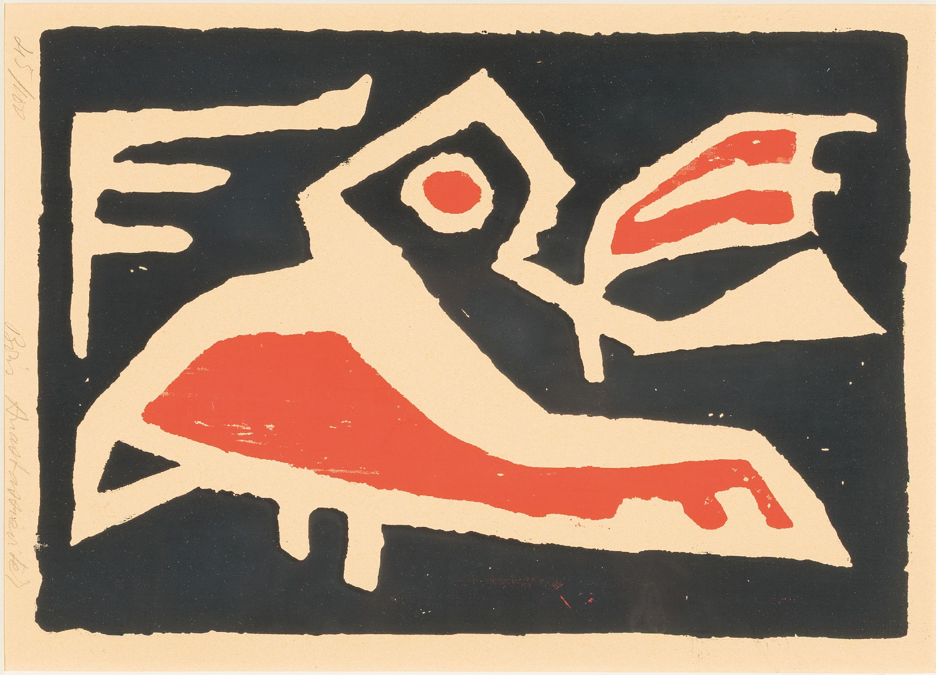 Jean-Boris Anastassievitch, 1926-2007, Farblithographie in schwarz und rot, signiert, num. 45/100, ca. 43x30cm, gebräunt, PP, u.Gl., R. ca. 73x59cm