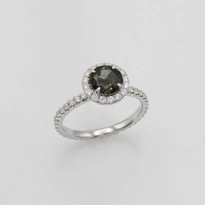 Image Ring mit Diamanten und Turmalin, WG 750/000,Turmalin ca. 1.44 ct, 53 Diam. zus. ca. 0.63 ...