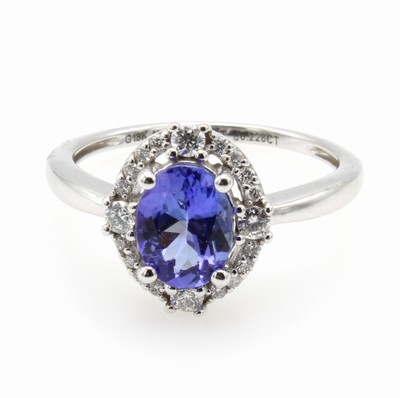 Image Ring mit Tansanit und Brillanten, WG 750/000, Tansanit ca. 1.20 ct u. 20 Brill. zus. ...