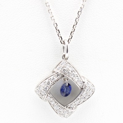 Image Set bestehend aus Paar Creolen und Anhänger anKette mit Saphiren und Brillanten, WG ...