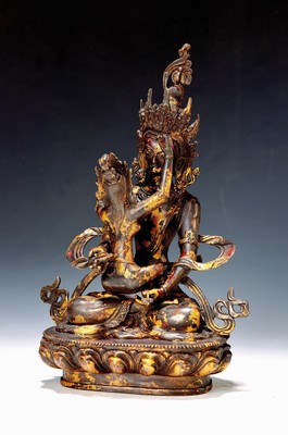 Image Tathagata Vajrasattva in yab-yum mit seiner Prajna (Weisheitspartnerin), Nepal, 20.Jh., ...