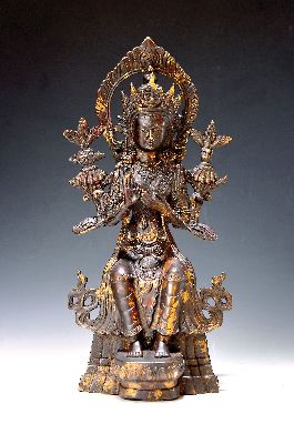 Image 26903354 - Buddha der Zukunft - Maitreya, Nepal, 20. Jh.# Kupferlegierung, feuervergoldet, in ...