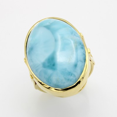 Image Ring mit Larimar, GG 585/000, ovaler Larimarca. 30 ct, RW ca. 60, Schätzpreis EUR ...