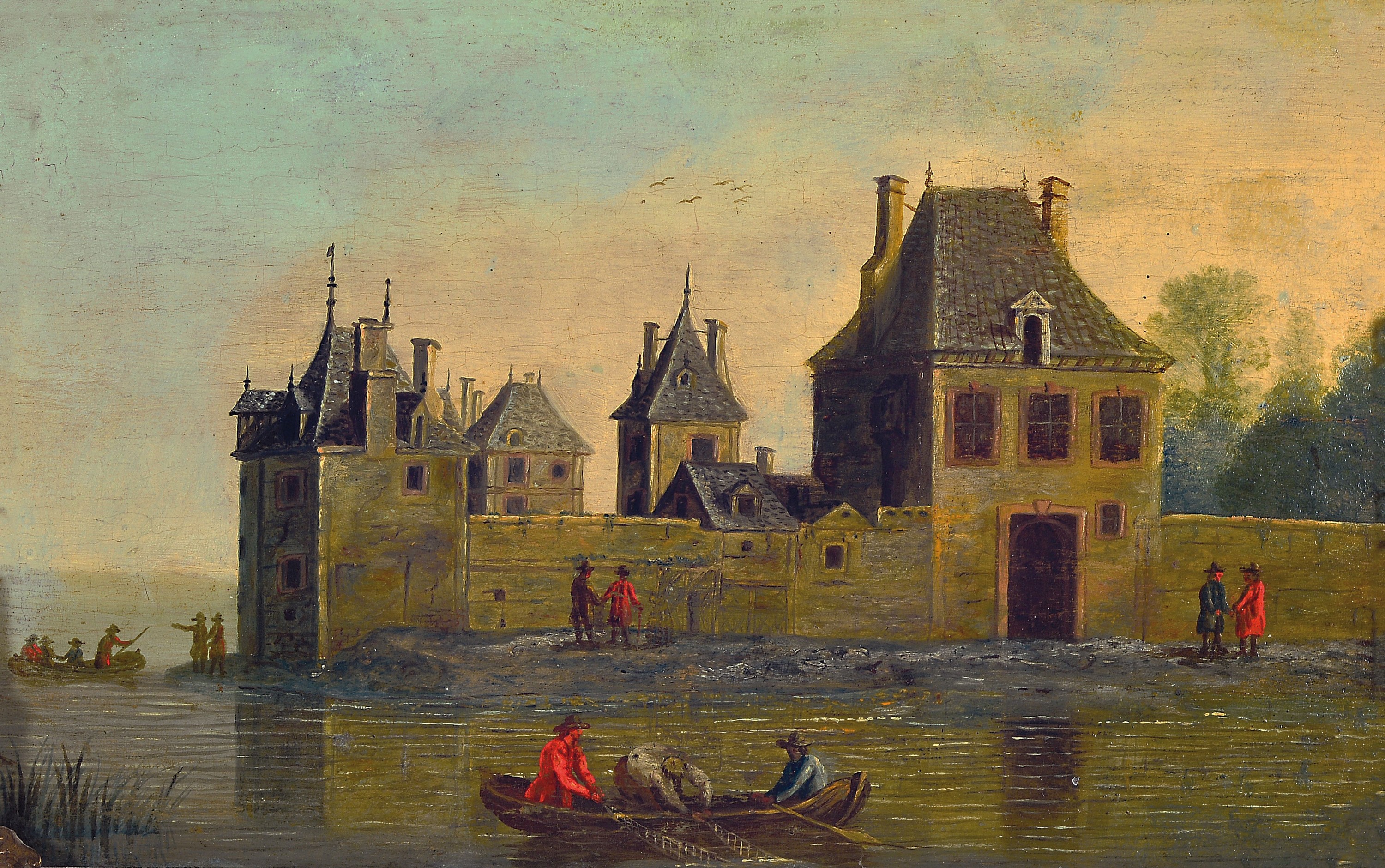 Unbekannter Künstler des ausgehenden 18.Jh., Zuschreibung: Johann Joseph Schnitz (geb.1784), Stadtlandschaft in der Nachfolge Jan van Goyens, ...