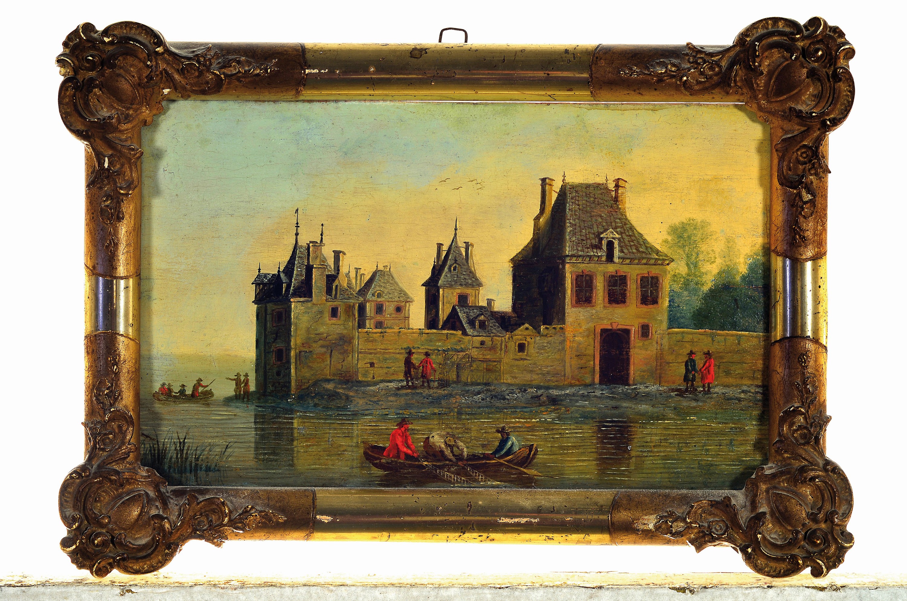 Detail k: Unbekannter Künstler des ausgehenden 18.Jh., Zuschreibung: Johann Joseph Schnitz (geb.1784), Stadtlandschaft in der Nachfolge Jan van Goyens, ...
