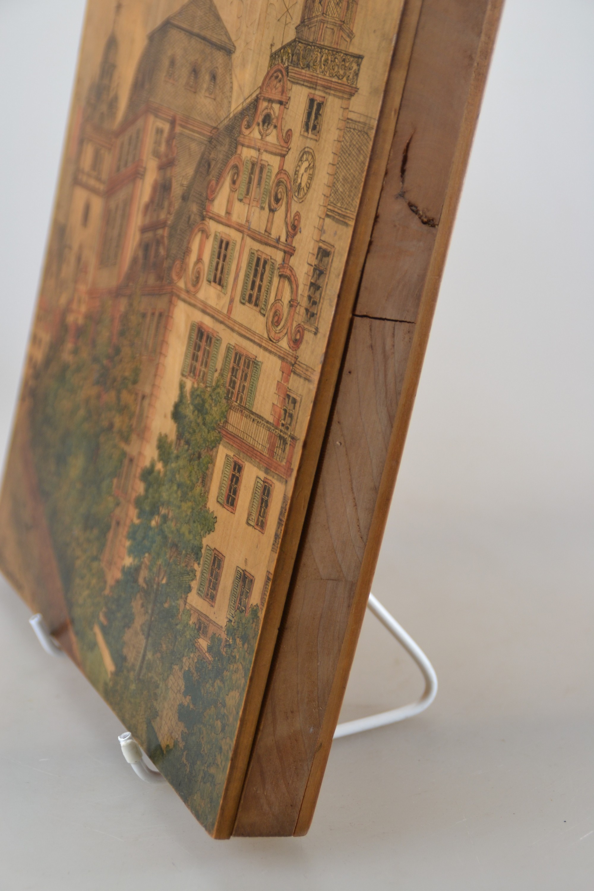 Detail e: Julius Benda, 1838 Raudten-1897 Darmstadt, Architekt, 4 Architekturzeichnungen auf Holzplatten, verschiedene Ansichten einer Villa bzw. eines ...