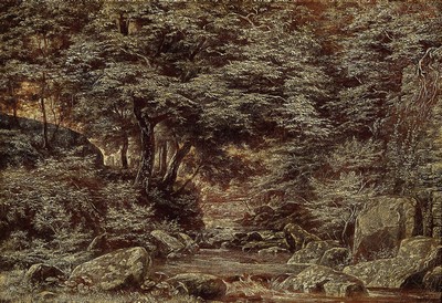 Image Philipp Röth, 1841 Darmstadt-1921 München, Waldinterieur in Grisaille, intimer ...