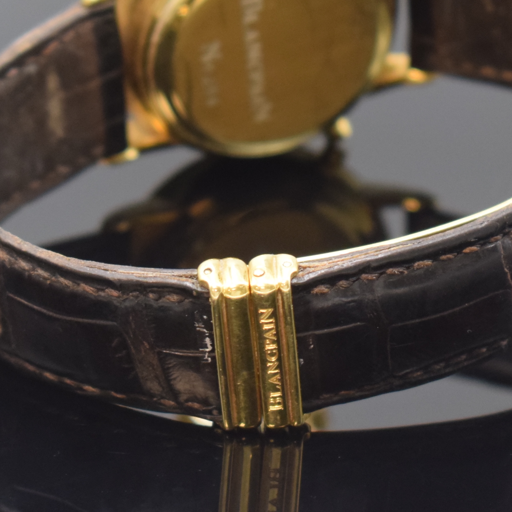 Detail b: BLANCPAIN Schaltradchronograph in GG 750/000 mit Rattrapante Serie Villeret, Schweiz um 1990, Automatik, Lederband m. orig. GG 750/000 Faltschl., ...